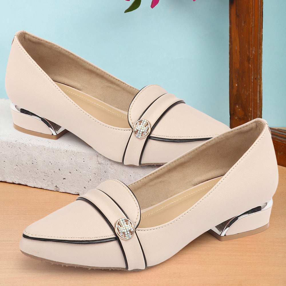 Women Solid Slip-On Block Heel Pump