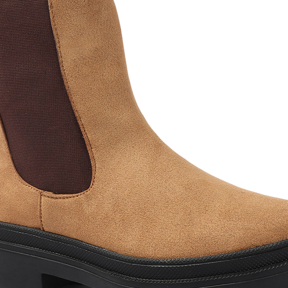 Women Block-Heeled Chelsea Slip-on Boots