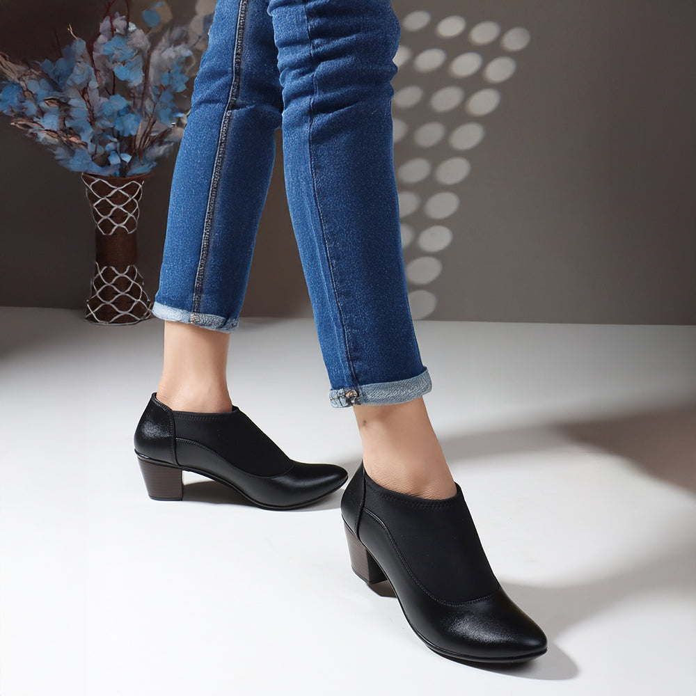Women's Elastic Panel Block Heel Ankle Boots – Carlton London Online