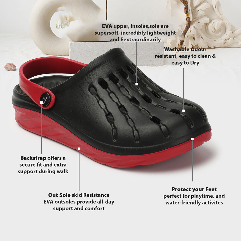 Men Two Tone Perforated Back Strap Clogs