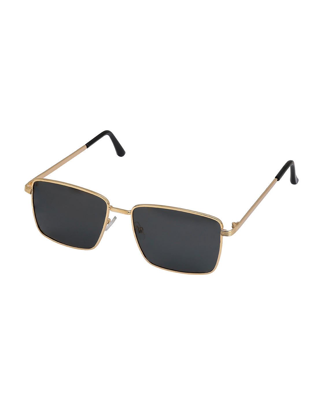 Unisex Gold and Black Toned Black Polarised Lens Rectangle Sunglasses
