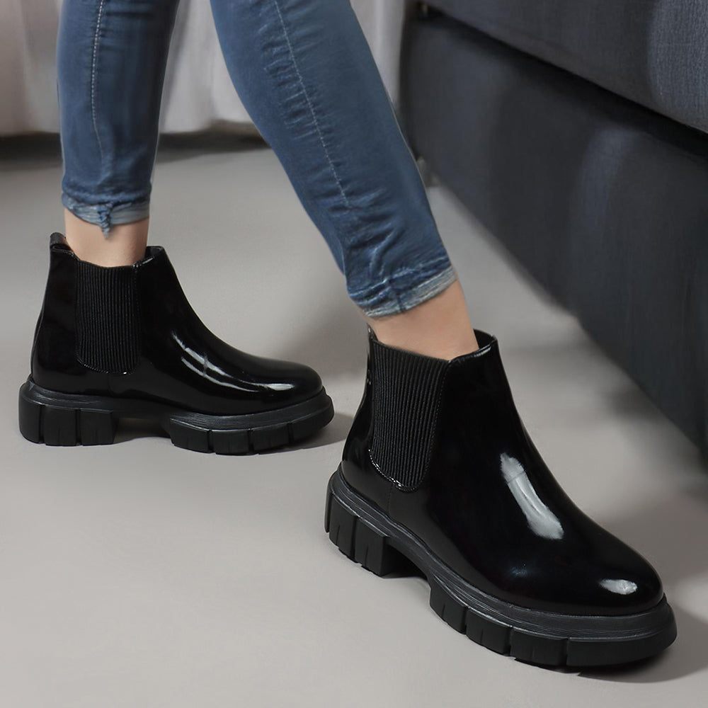 Women Block-Heeled Chelsea Slip-on Boots