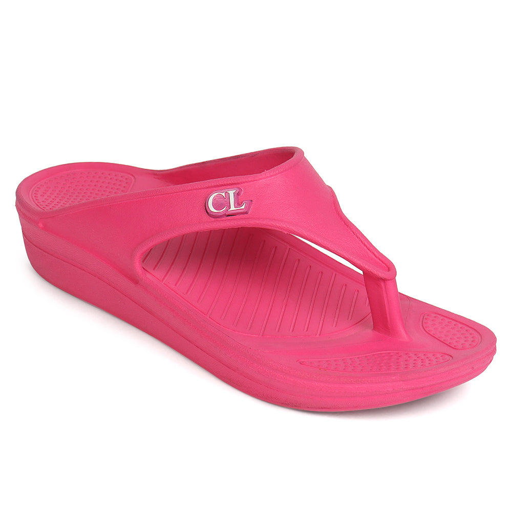 Women Fuchsia Comfortable Wedge Flip Flops