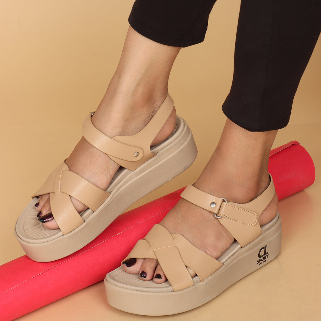 Women Comfortable Flatform Ankle Strap Sandals