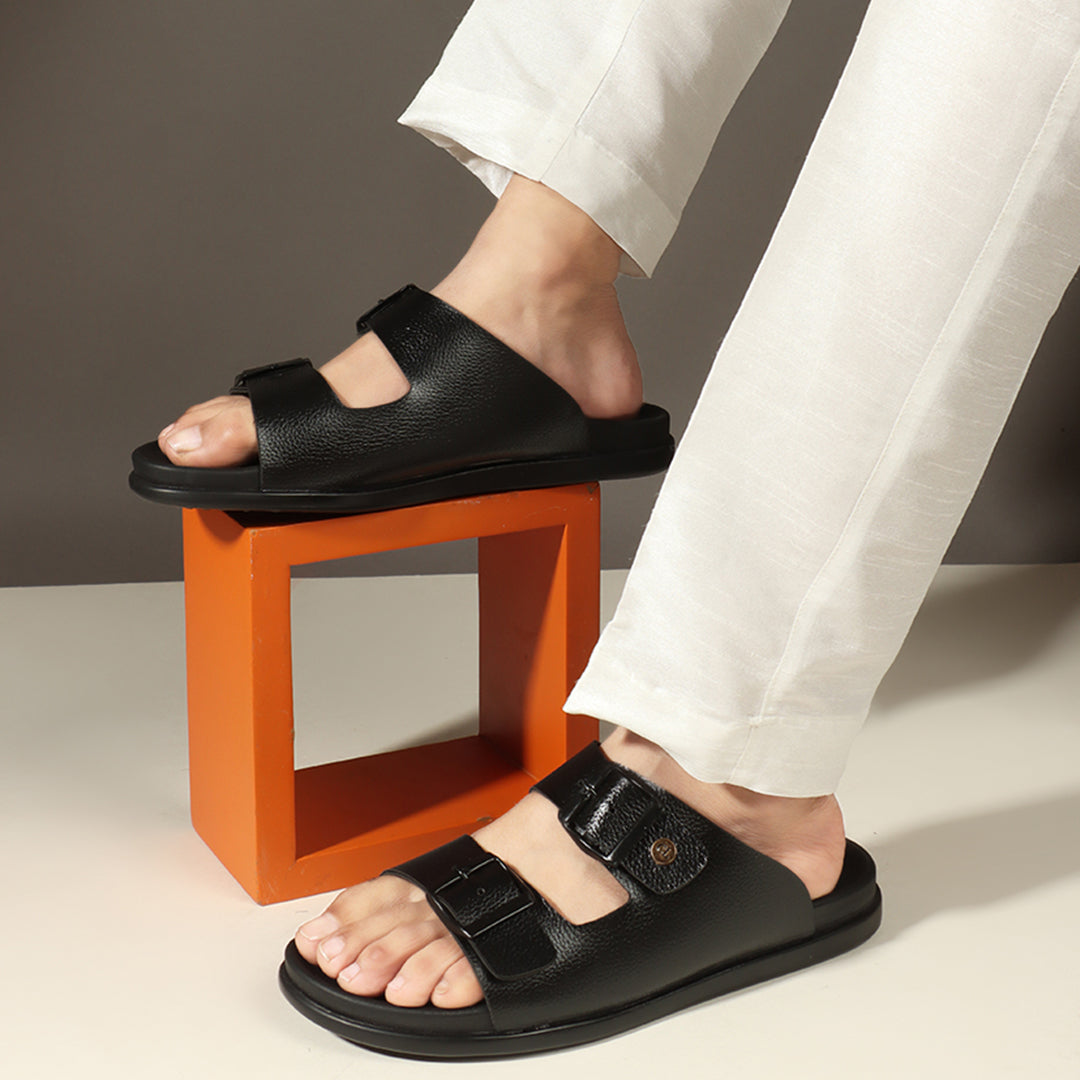 Double Buckle Adjustable Comfort Slides Sandals