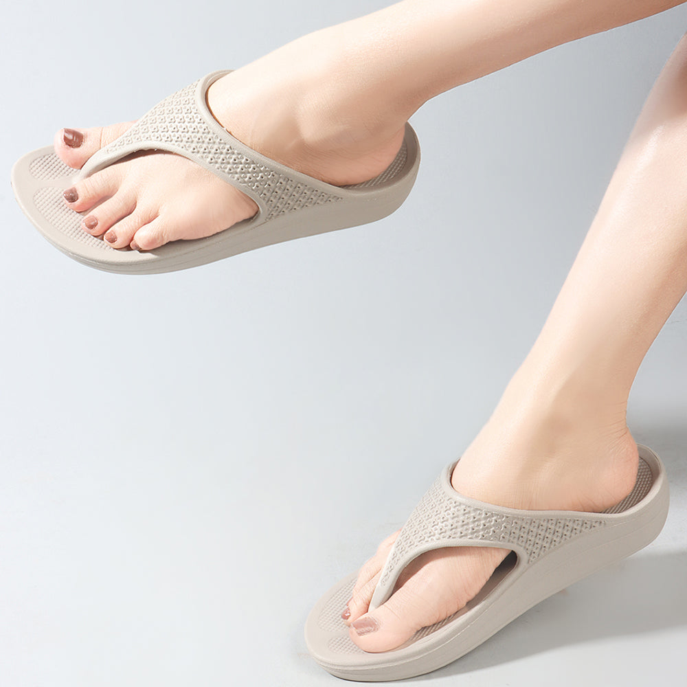 Women Solid Casual Thong Wedge Sandals
