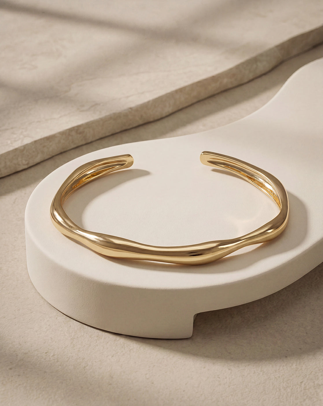 18kt Gold Plated Fluid Open Cuff Bangle