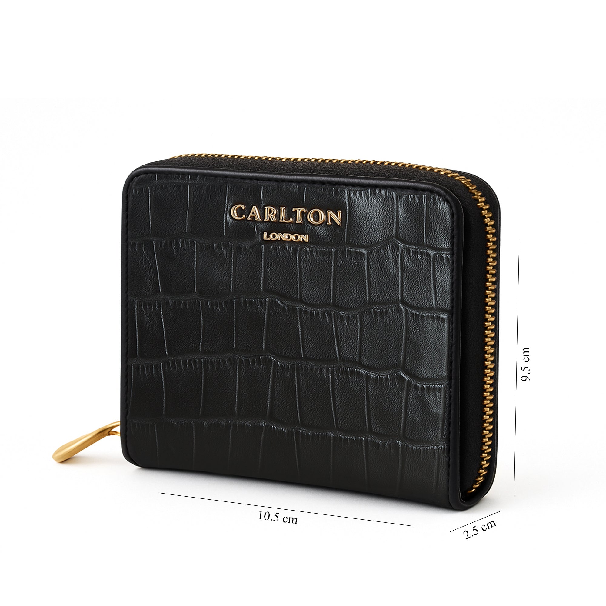 Carlton London Women Estelle Zip Around Textured Wallet with Gold Hardware