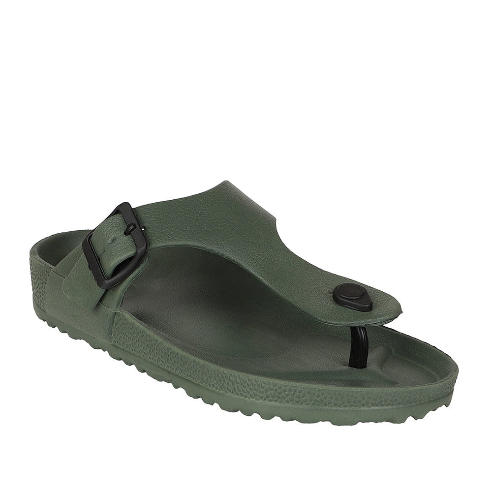 Men Solid Thong Slide with Adjustable Strap