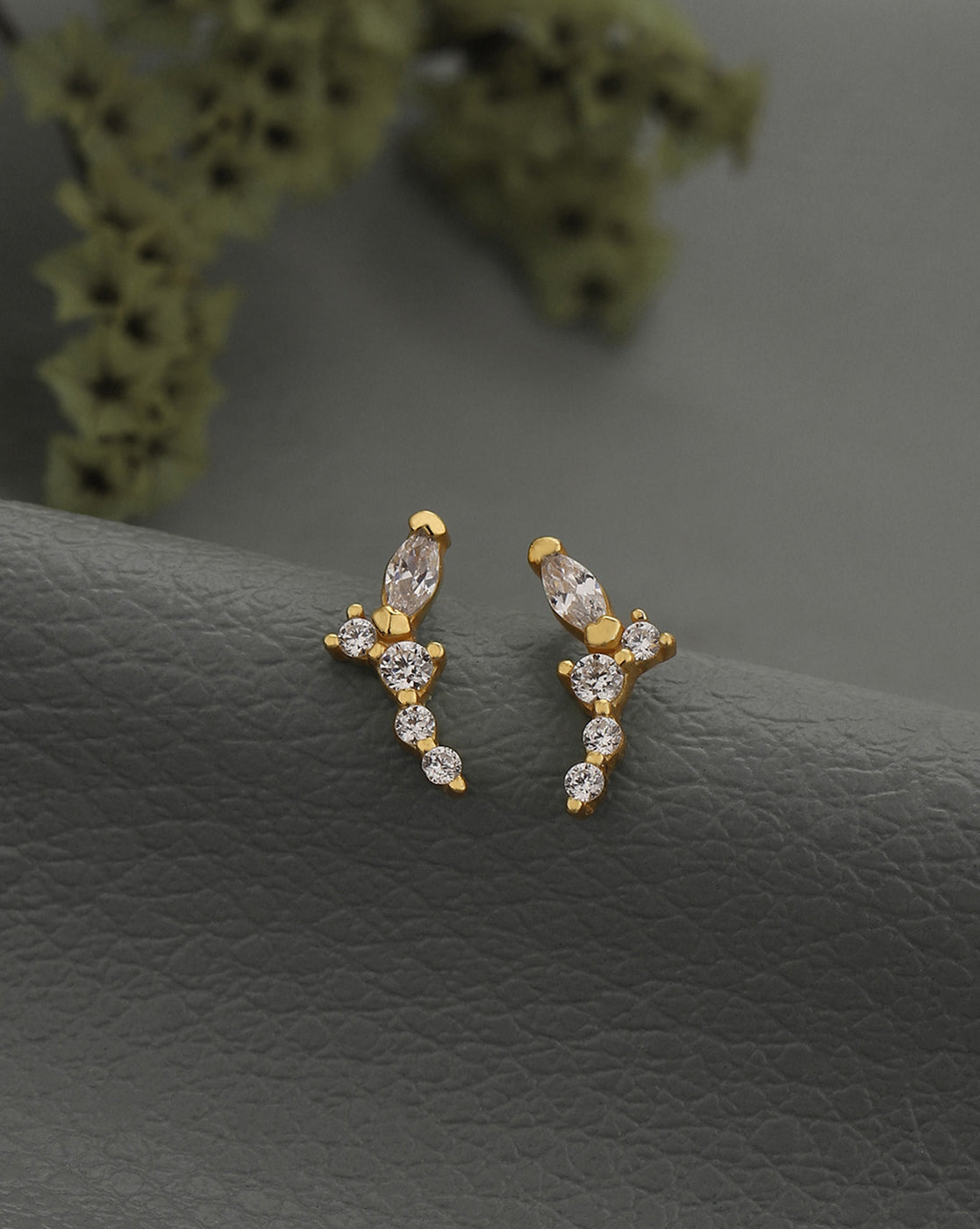 925 Sterling Silver 18kt Gold Plated CZ Petite Stud Earring