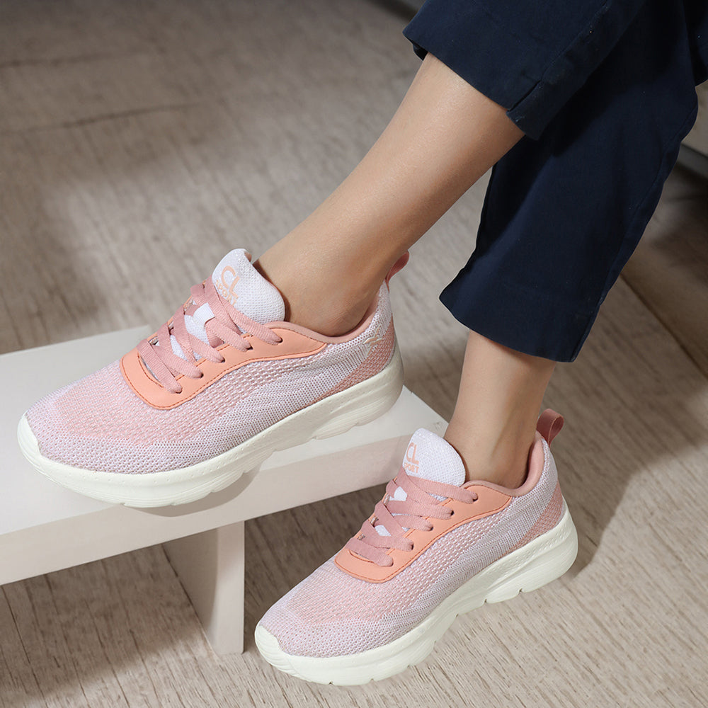 Women Mesh Flyknit Technology Lace-Up Sports Shoes