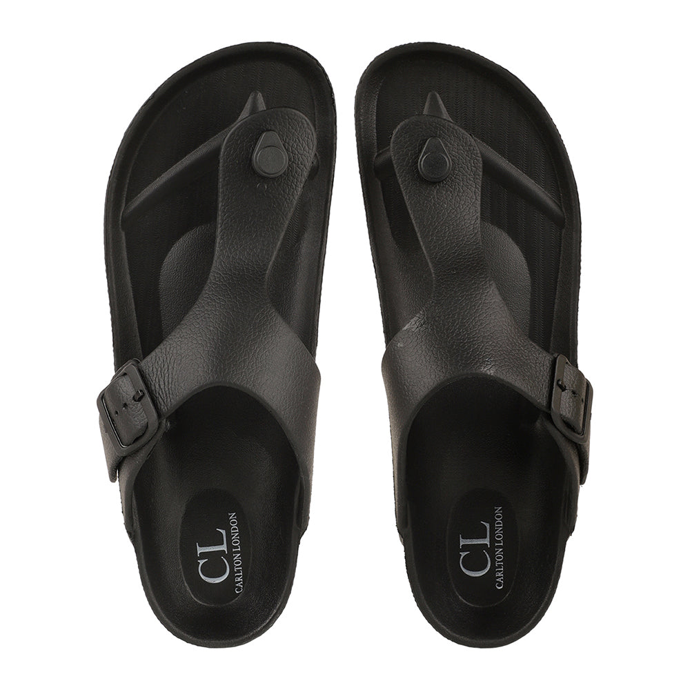 Men Solid Thong Slide with Adjustable Strap