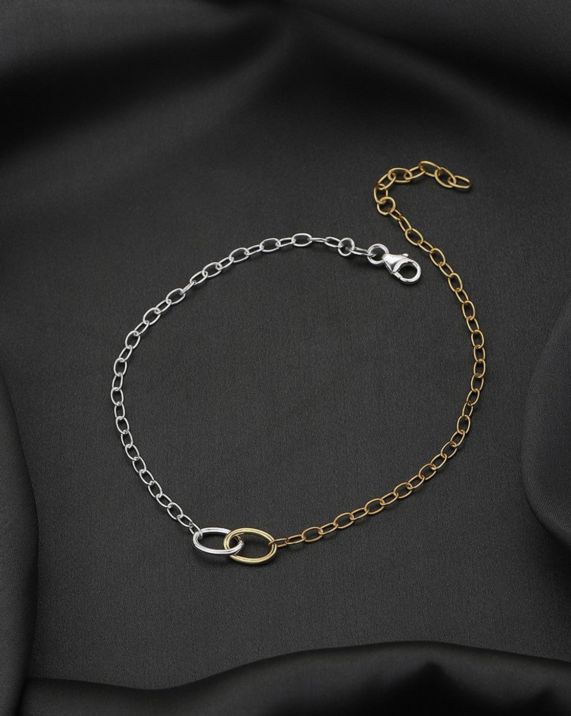 925 Sterling Silver 18kt Gold Plated Rhodium Embalished Anklet