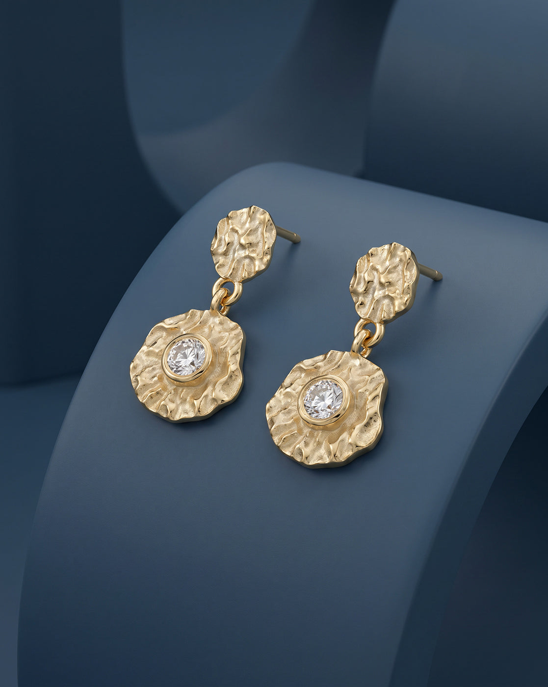 18kt Gold Plated CZ Contemporary Drop Earring