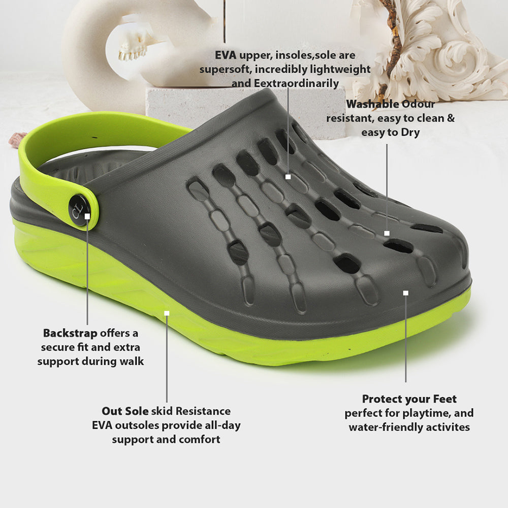 Men Two Tone Perforated Back Strap Clogs