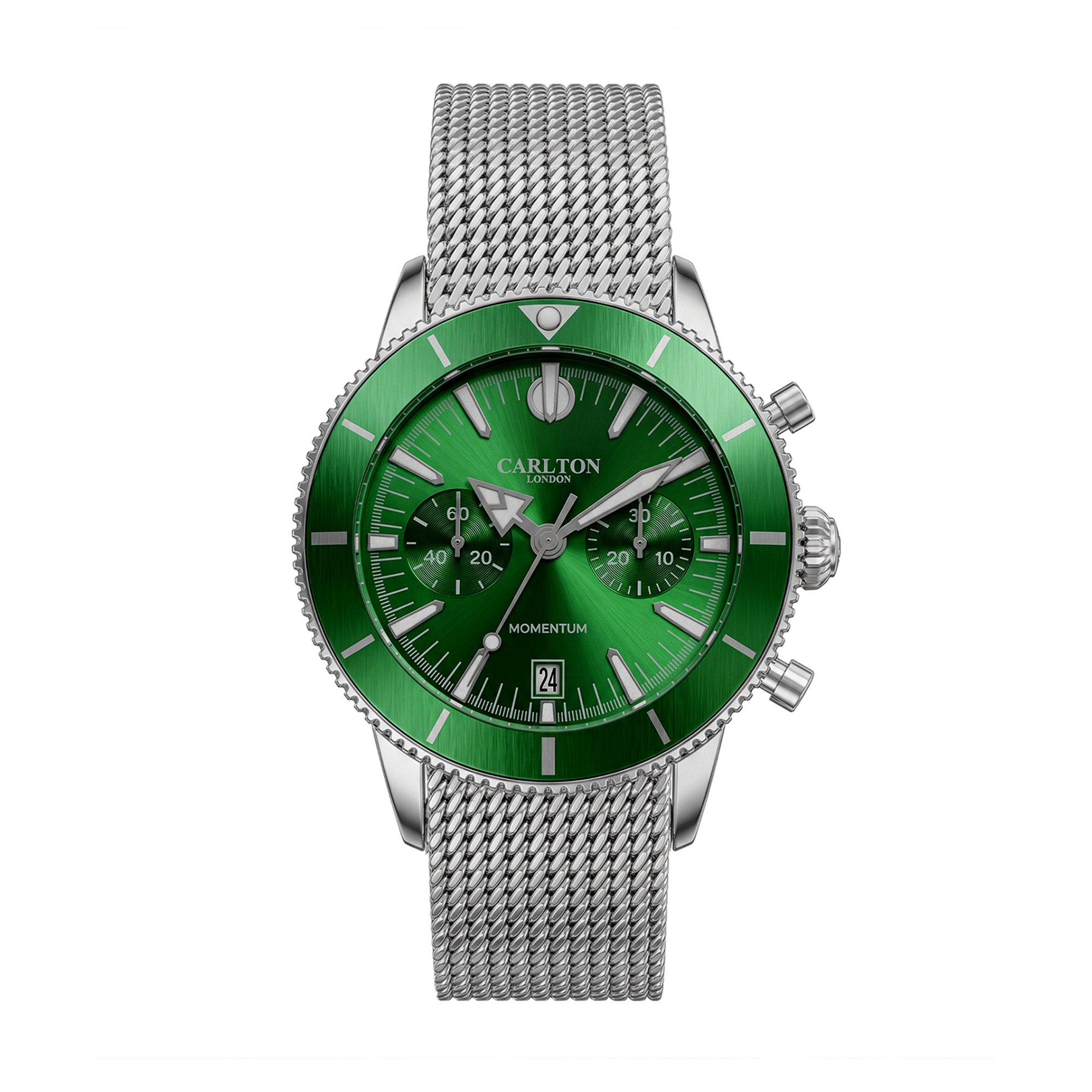 Carlton London Men Momentum Silver Green Analog Watch - CL-MT-SGRN