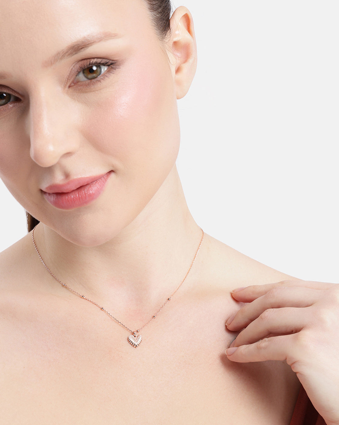 18kt Rose Gold Plated Heart Pendant and Chain