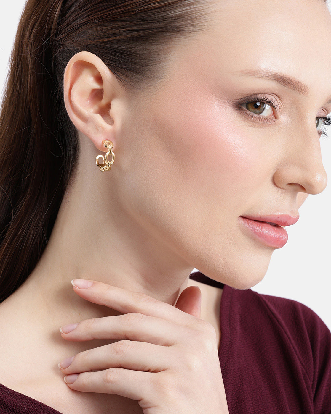 18kt Gold Plated Link Half Hoop Earring