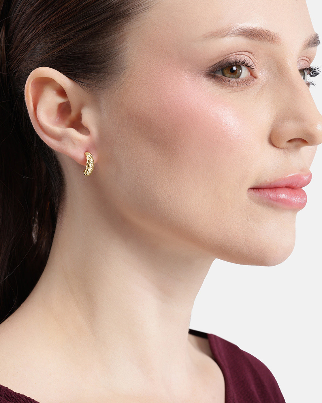 18kt Gold Plated Geometric Half Hoop Earring