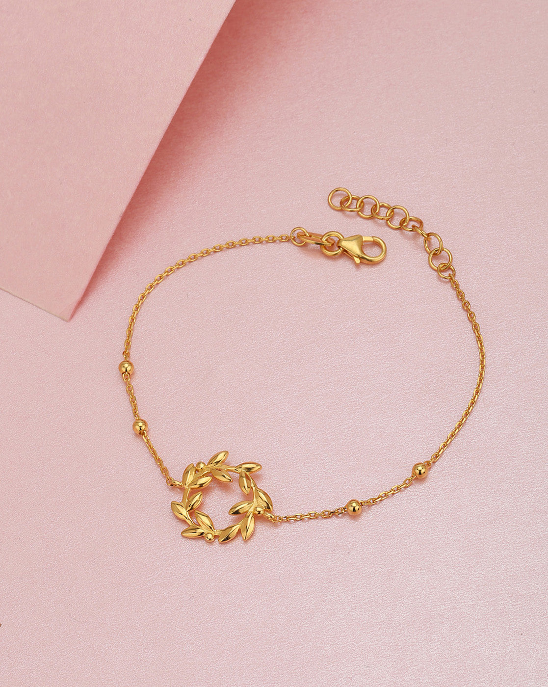 18kt Gold Plated Delicate Olive Leaf Wreath Adjustable Bracelet