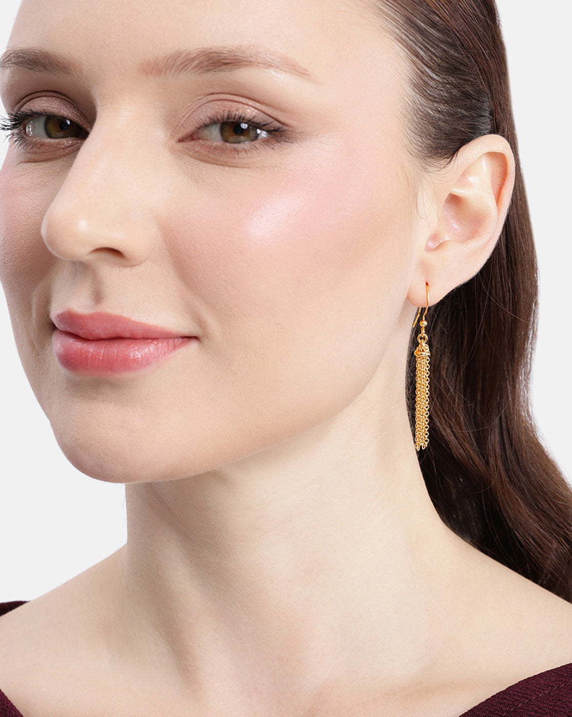 18kt Gold Plated Contemporary Tasselled Drop Earring