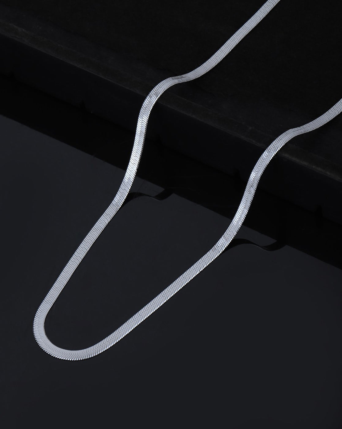 Men Rhodium Plated Herringbone Chain