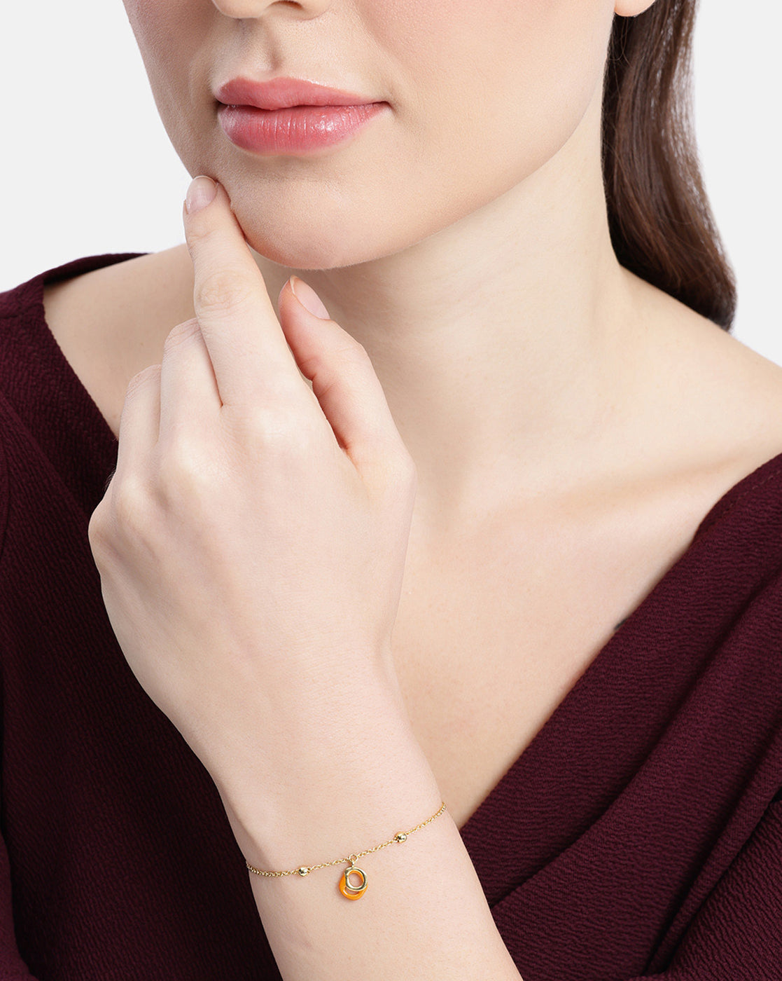 18kt Gold Plated Organic Enamel Charm Adjustable Bracelet