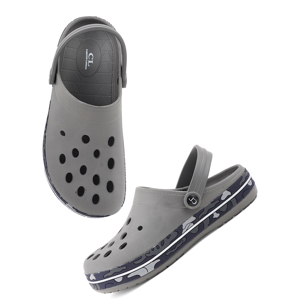 Men Perforated Comfort Clogs with Camouflage Sole