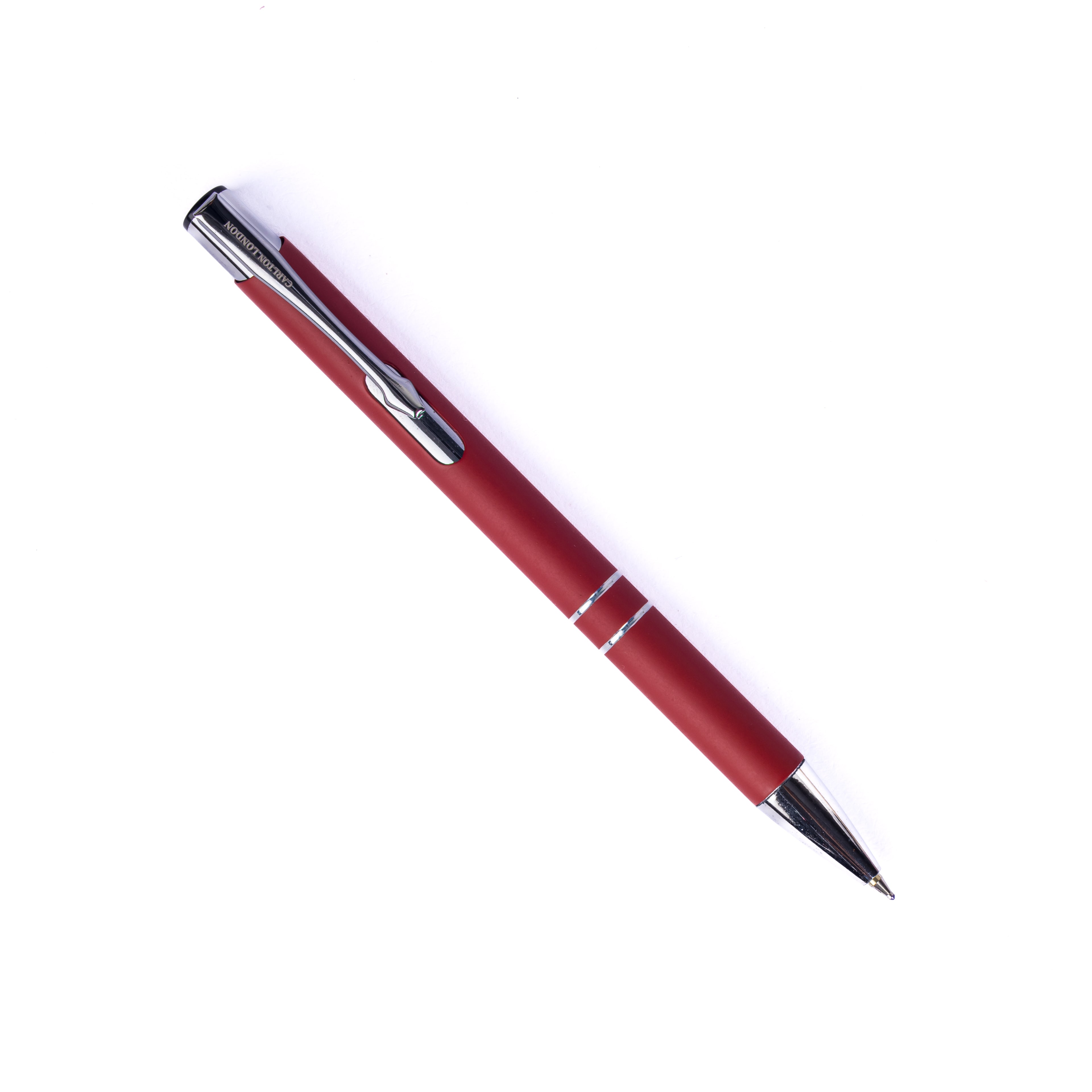 Carlton London Red Metallic Ball Pen Premium Executive Writing Pen with Clip Smooth Ink Flow