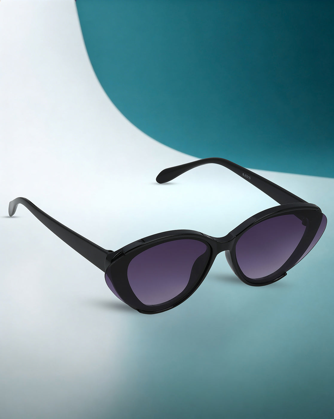 Women Black Toned UV Protected Purple Lens Cateye Sunglasses