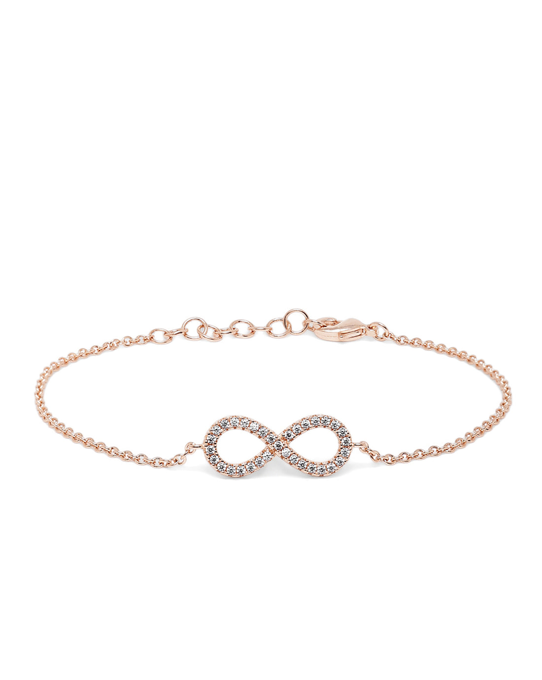 18kt Rose Gold Plated CZ Infinity Charm Bracelet