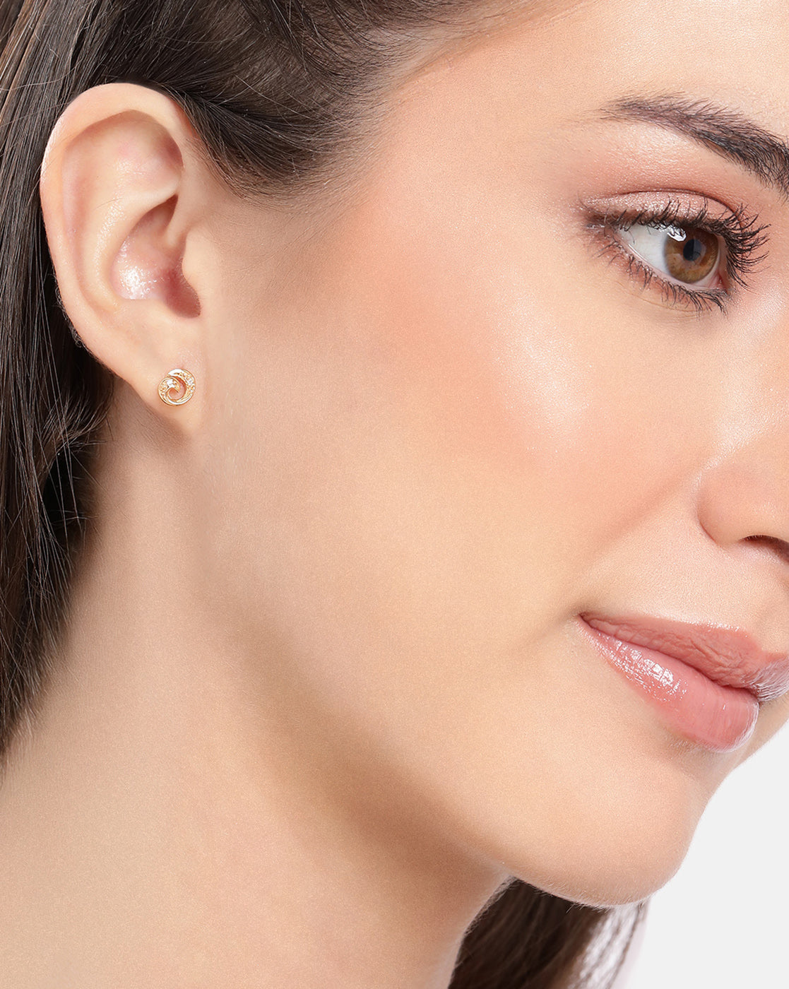925 Sterling Silver 18kt Rose Gold Plated CZ Petite Stud Earring