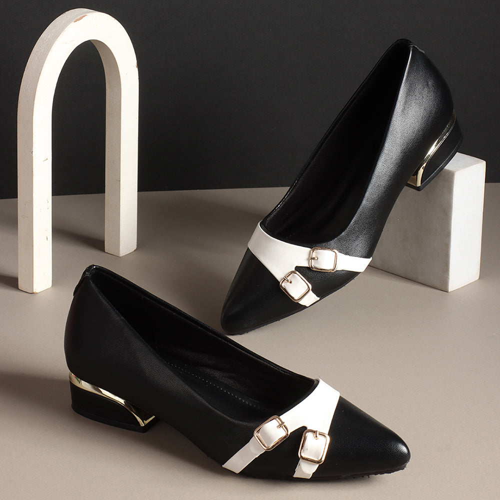 Women Pointed Toe Block Heel Pumps
