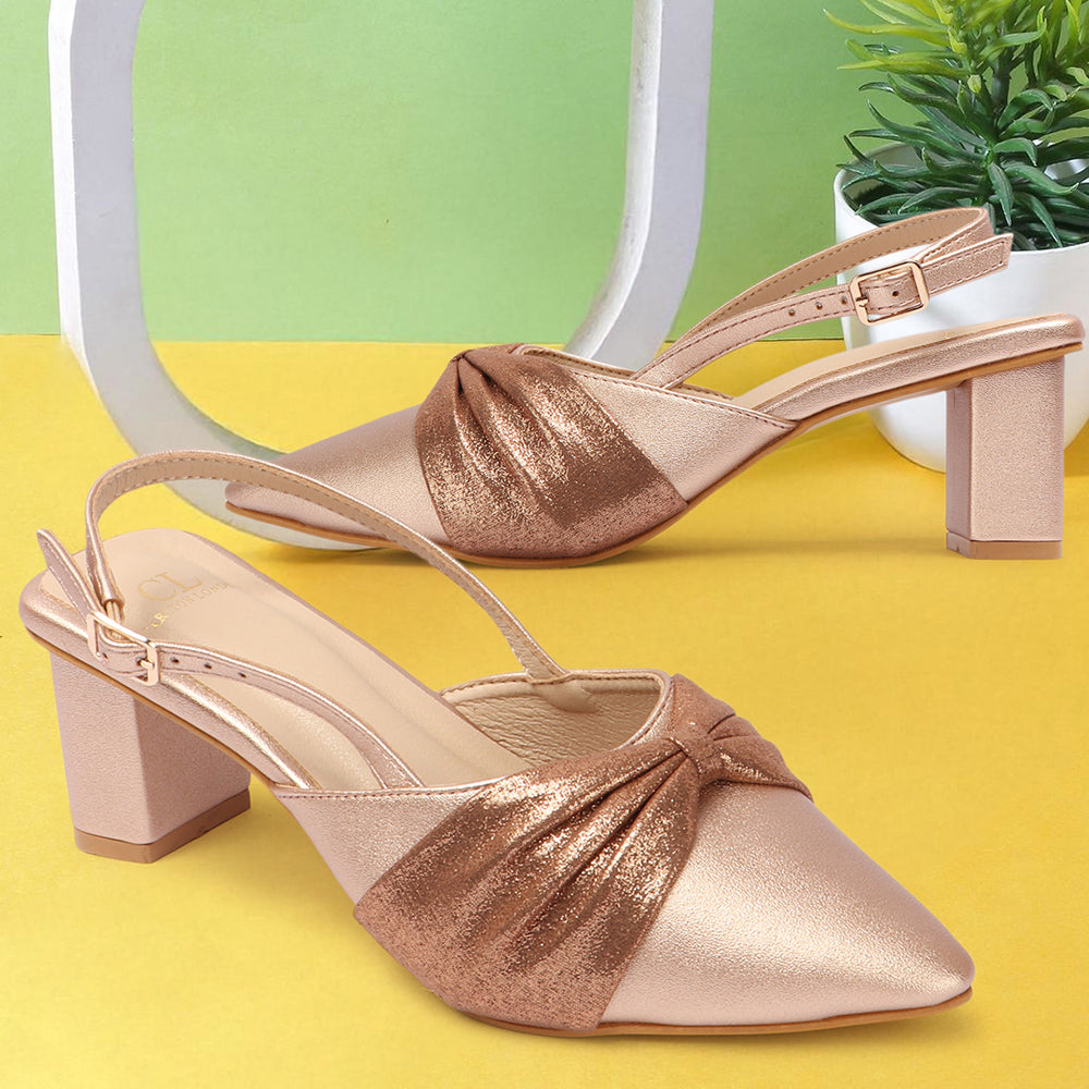 Women Embellished Party Block Sandals with Slingback Buckle