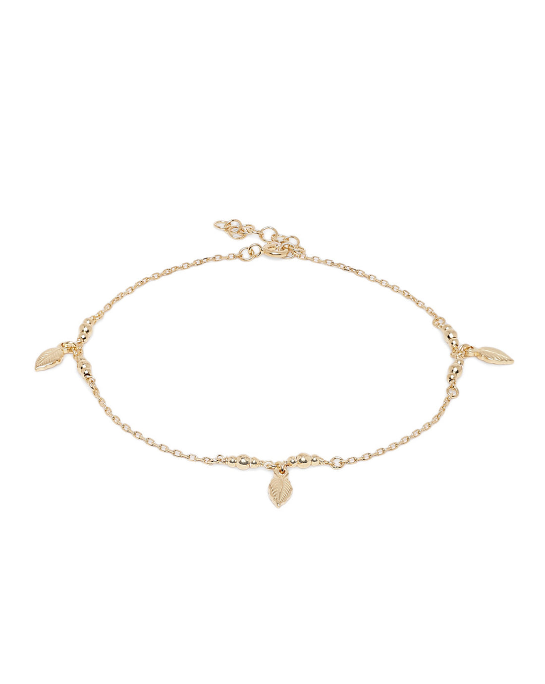 18kt Gold Plated Leaf Charm Anklet