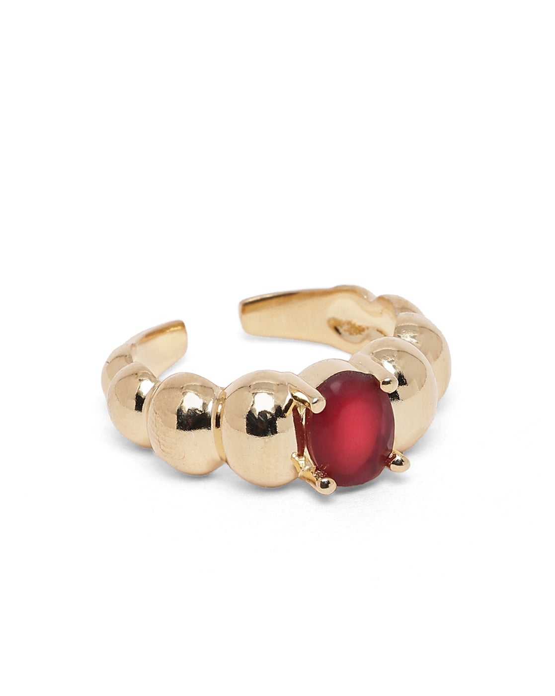 18kt Gold Plated Red Ruby Stone Adjustable Ring
