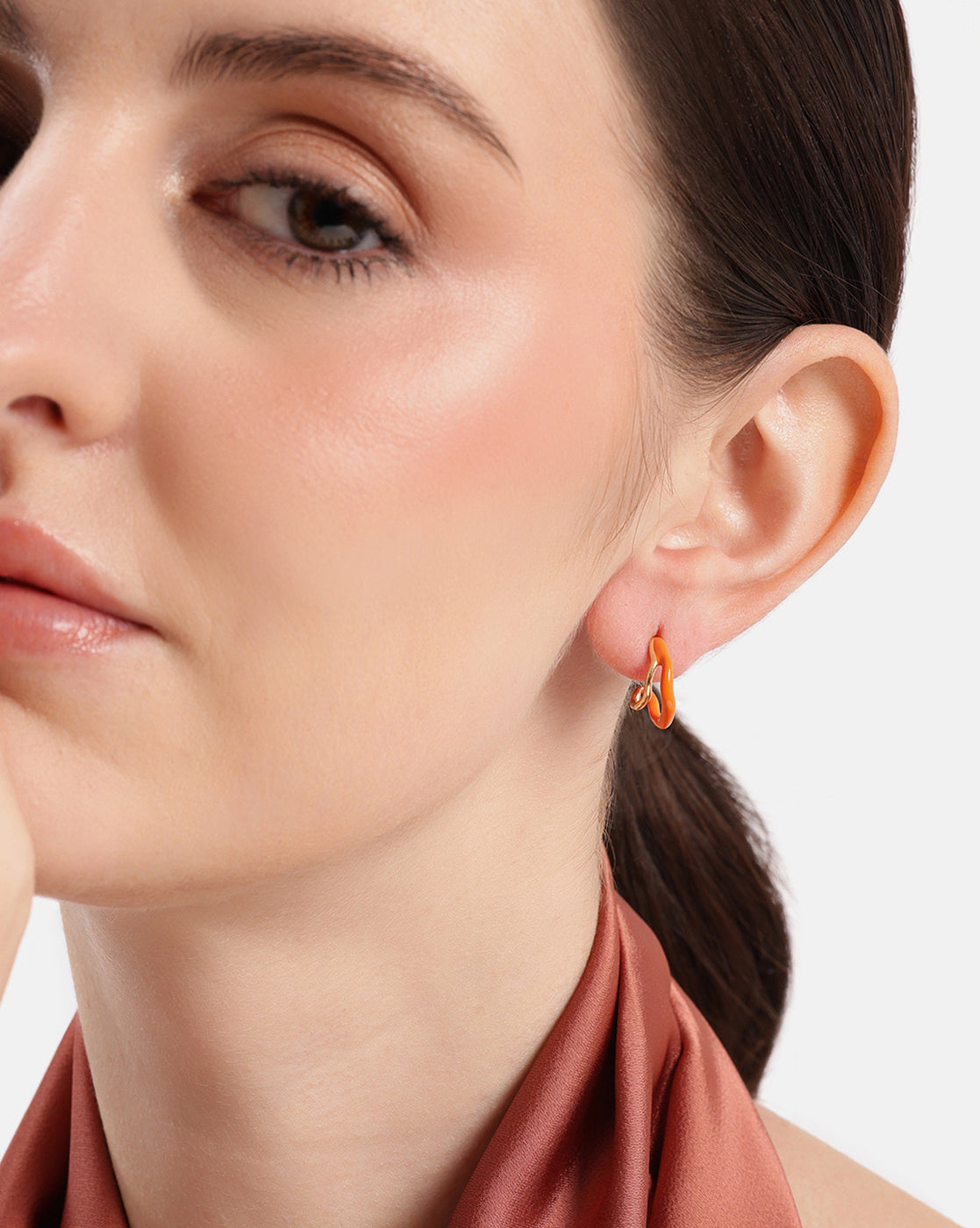18kt Gold Plated Enamel Half Hoop Earring