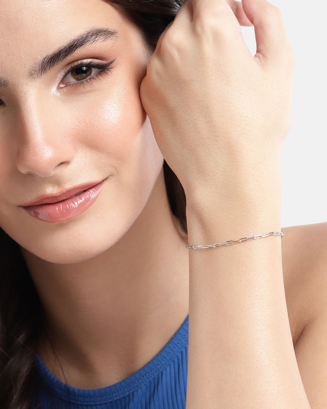 925 Sterling Silver Rhodium Plated Link Chain Bracelet