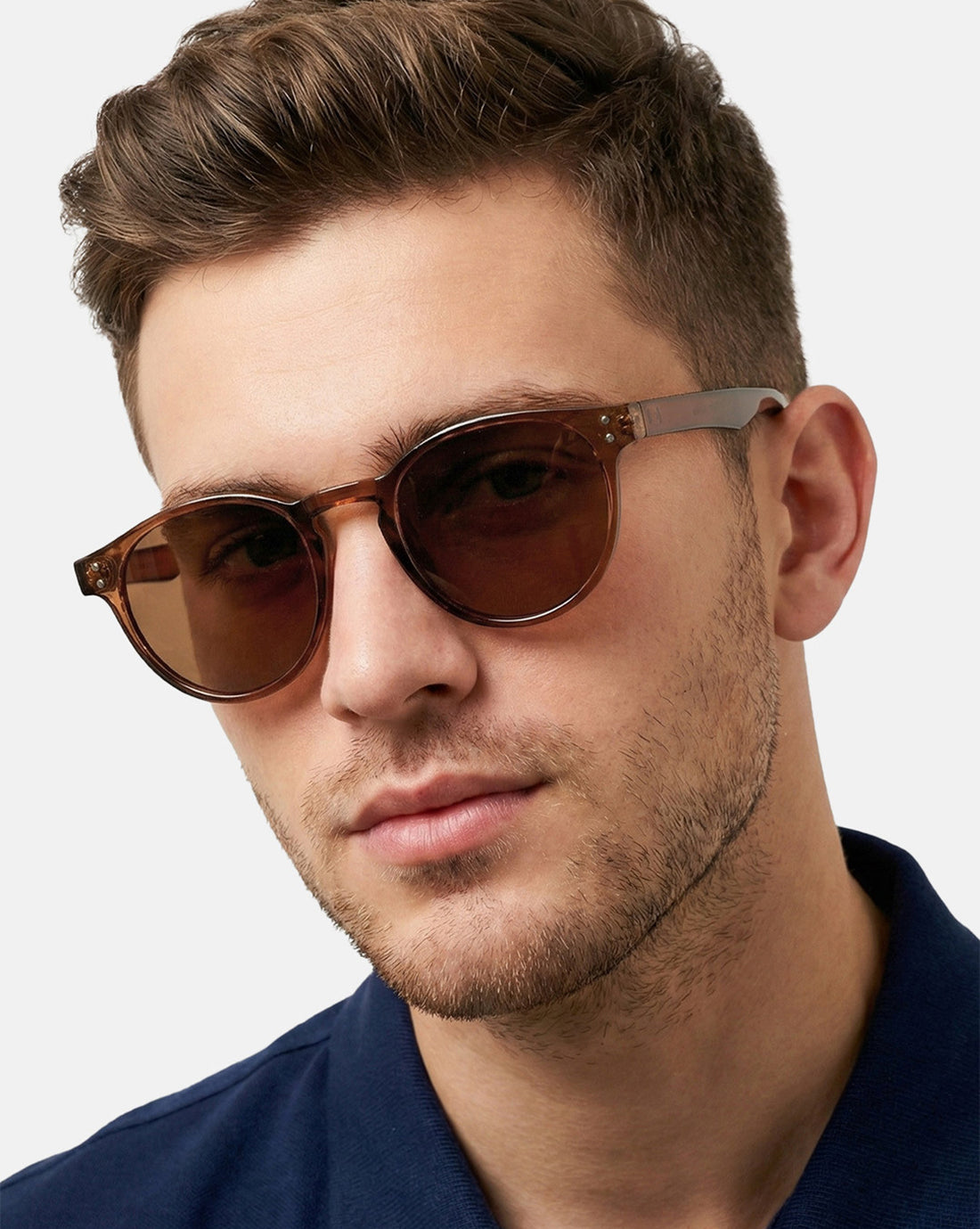 Unisex Brown Toned Brown UV Protected Lens Oval Sunglasses