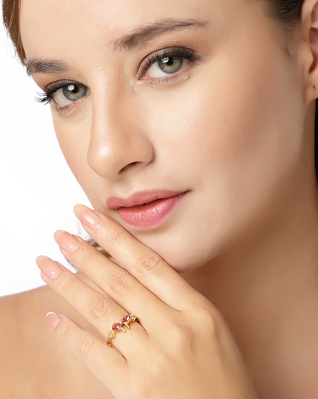 Gold Plated CZ Bow Adjustable Ring
