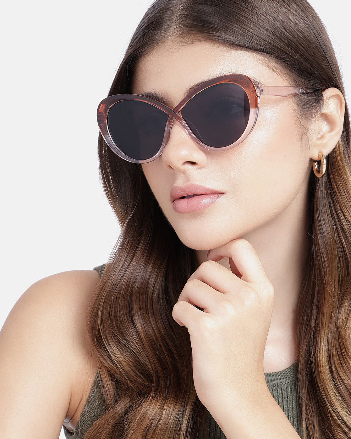 Women Dual Toned UV Protected Black Lens Oversized Sunglasses