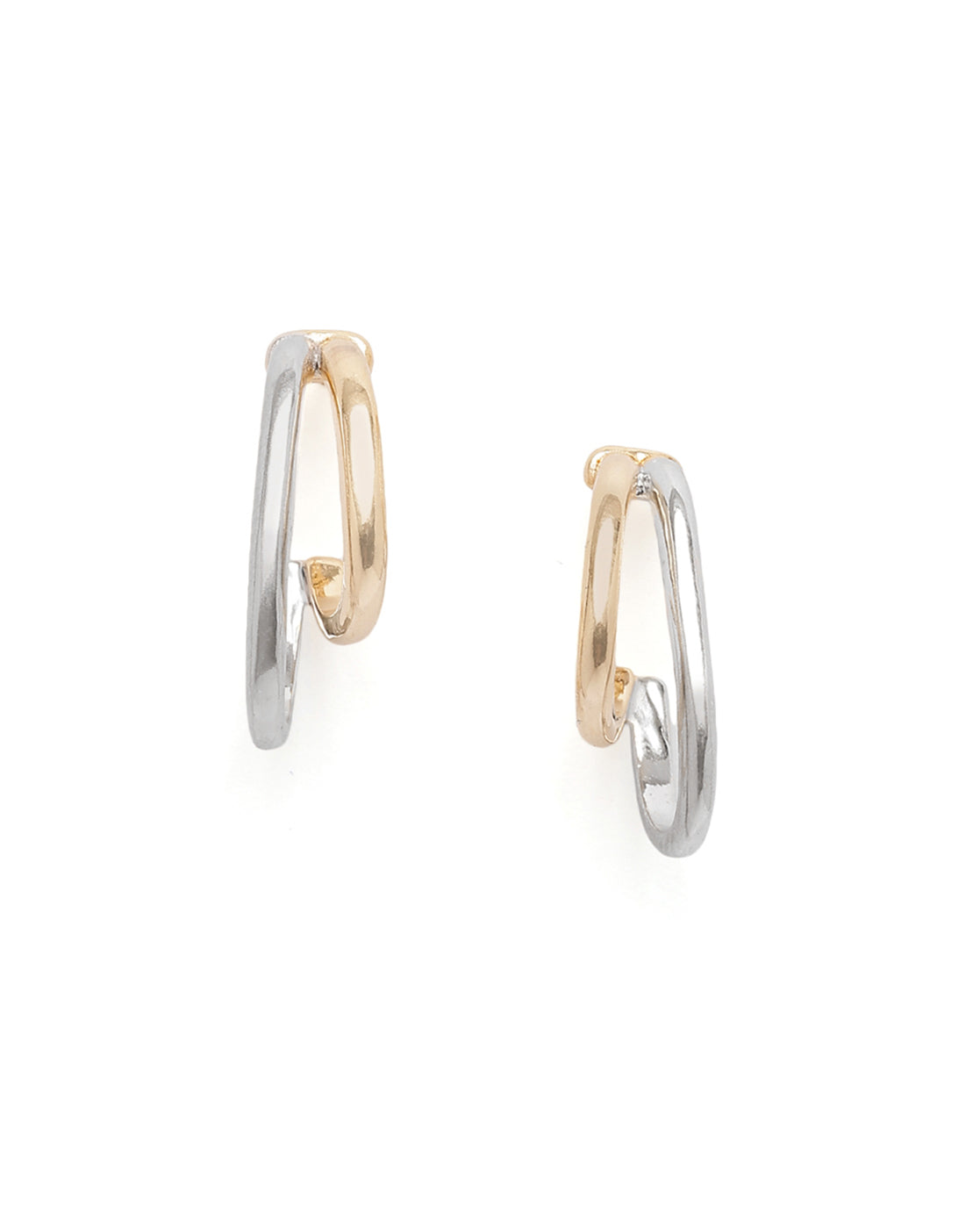 Two Toned Plated Sculpted Half Hoop Earring