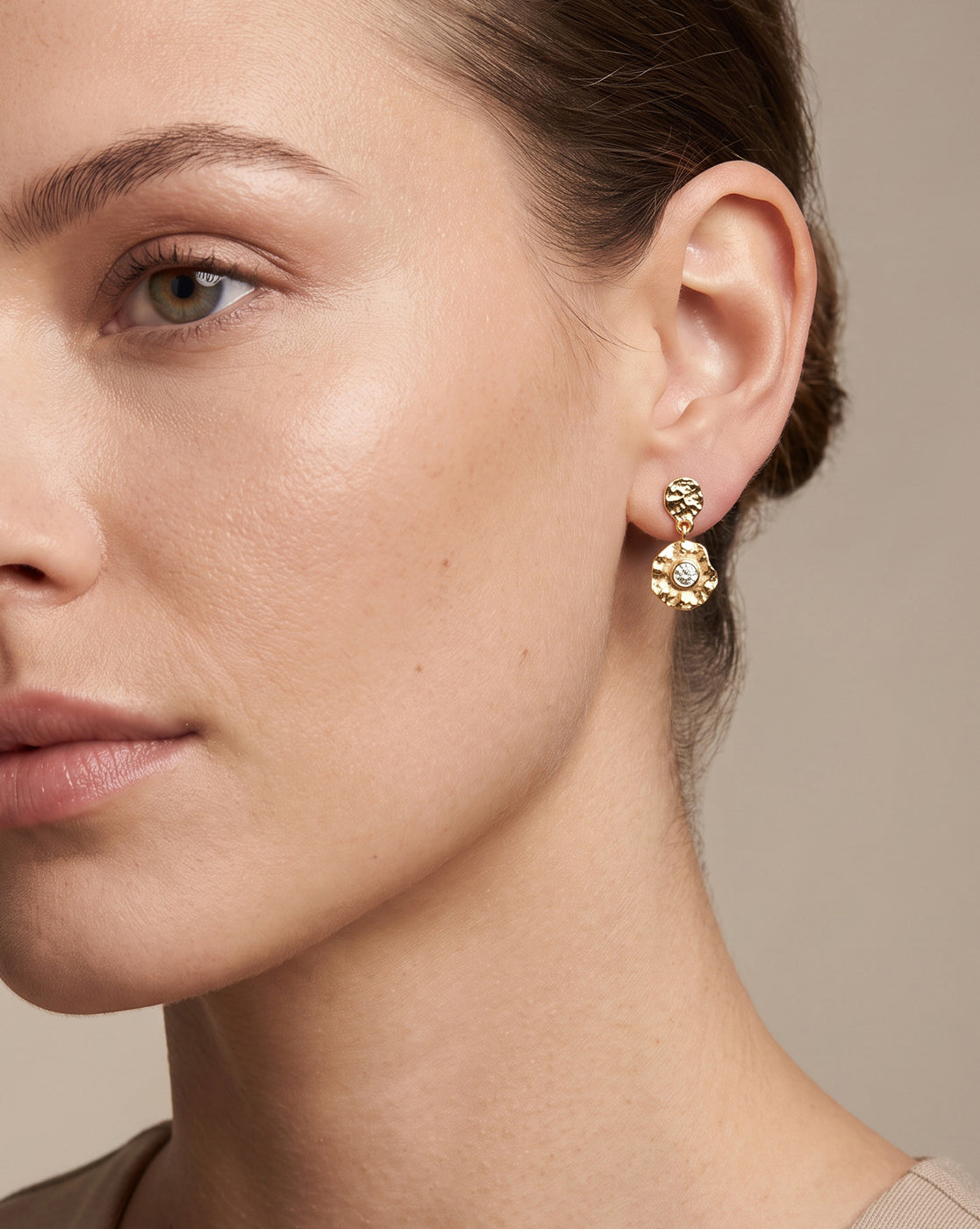 18kt Gold Plated CZ Contemporary Drop Earring