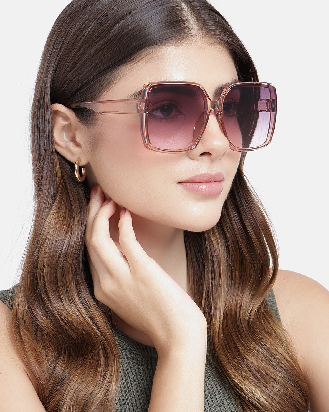 Women Nude Toned UV Protected Gradient Lens Oversized Sunglasses