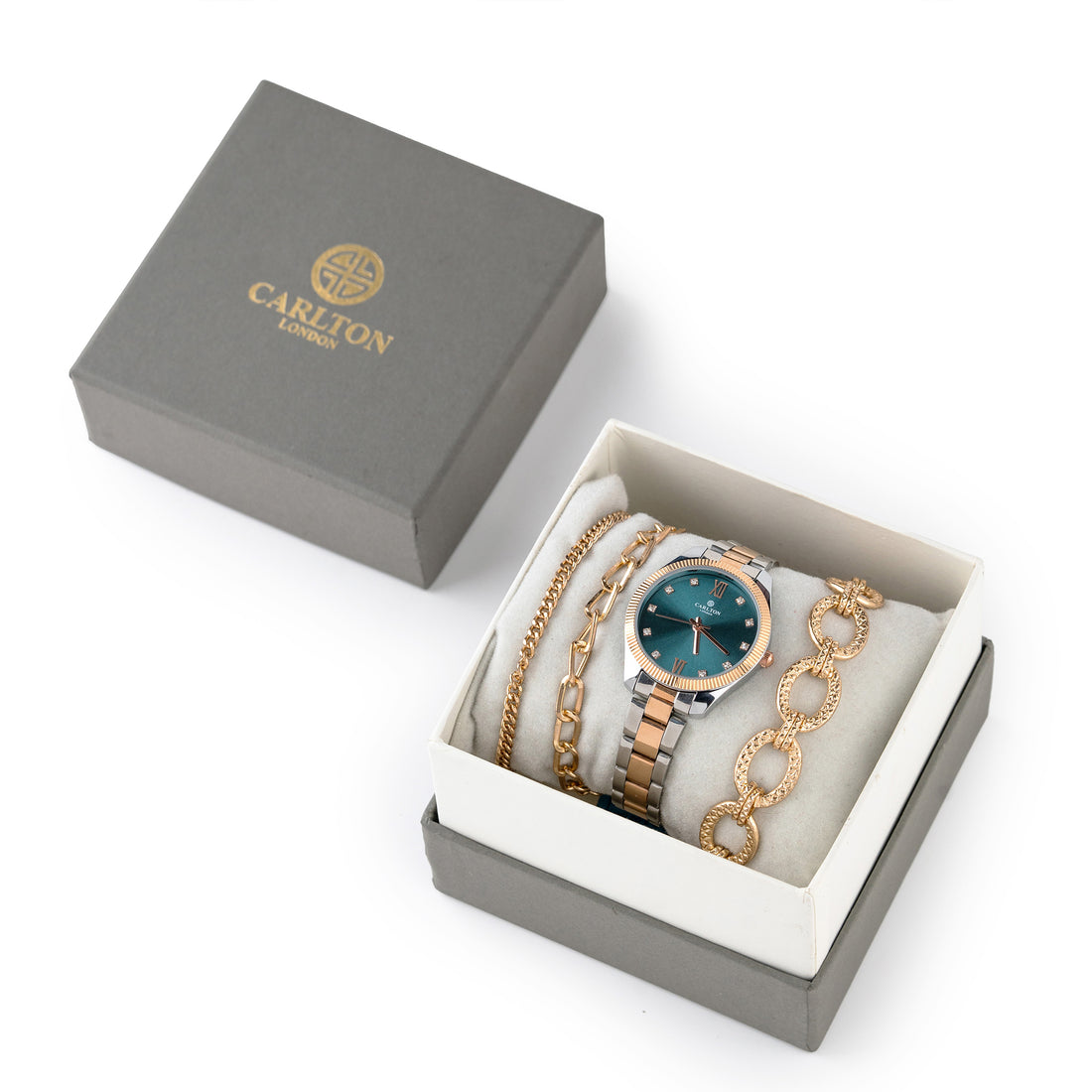 Women Gift Set 4 Of Blue Dial Watch + 3 Bracelets CLPLG076