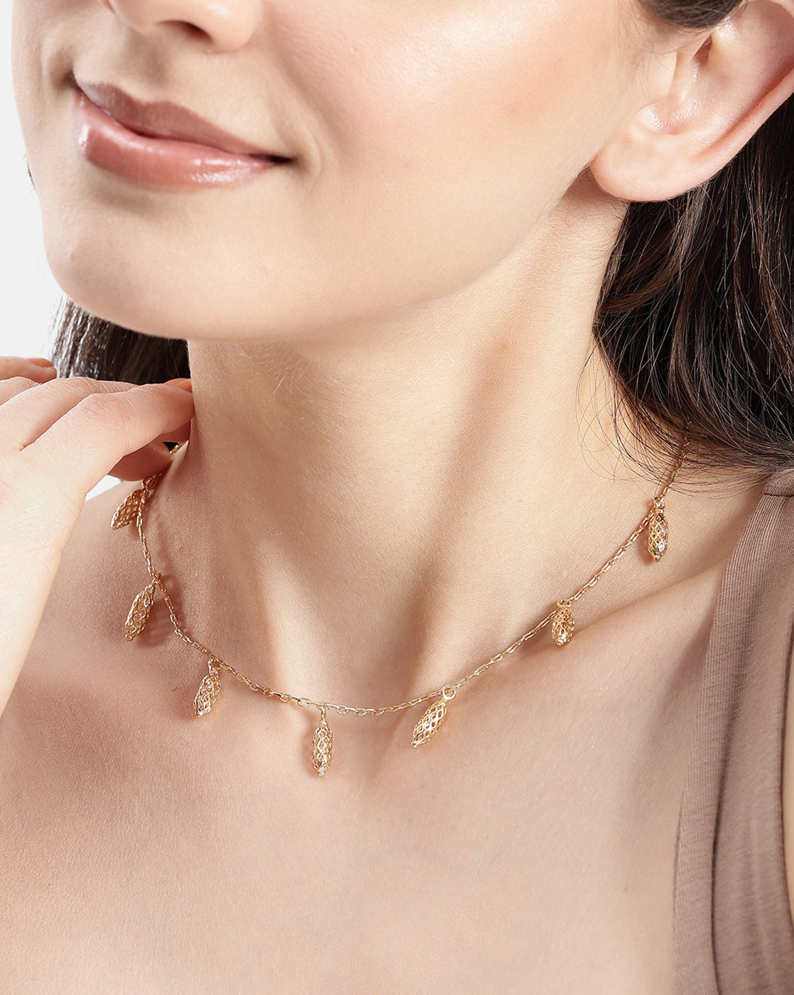Gold Plated Vintage Filigree Charm Necklace