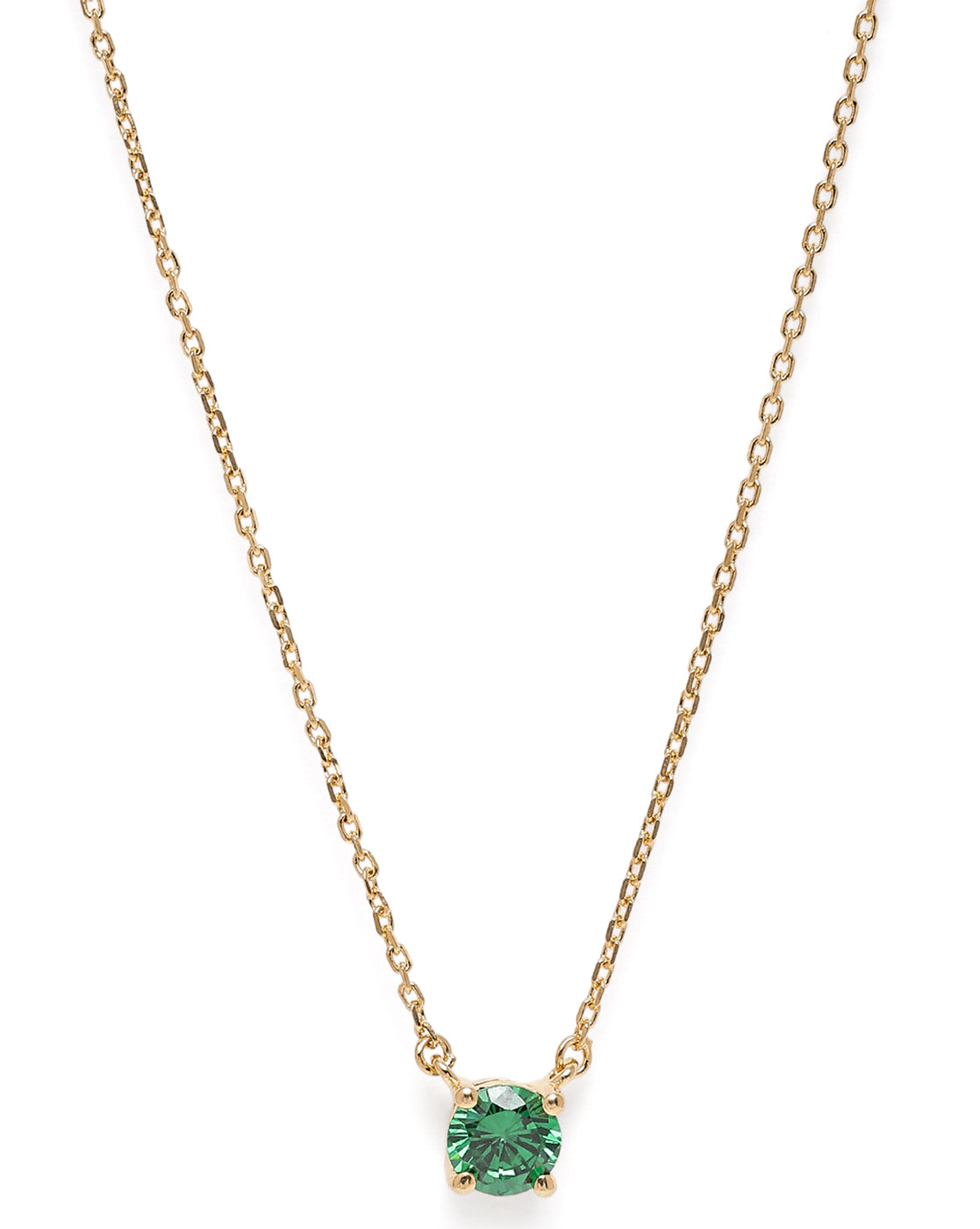 18kt Gold Plated Dangling Green Solitaire Necklace