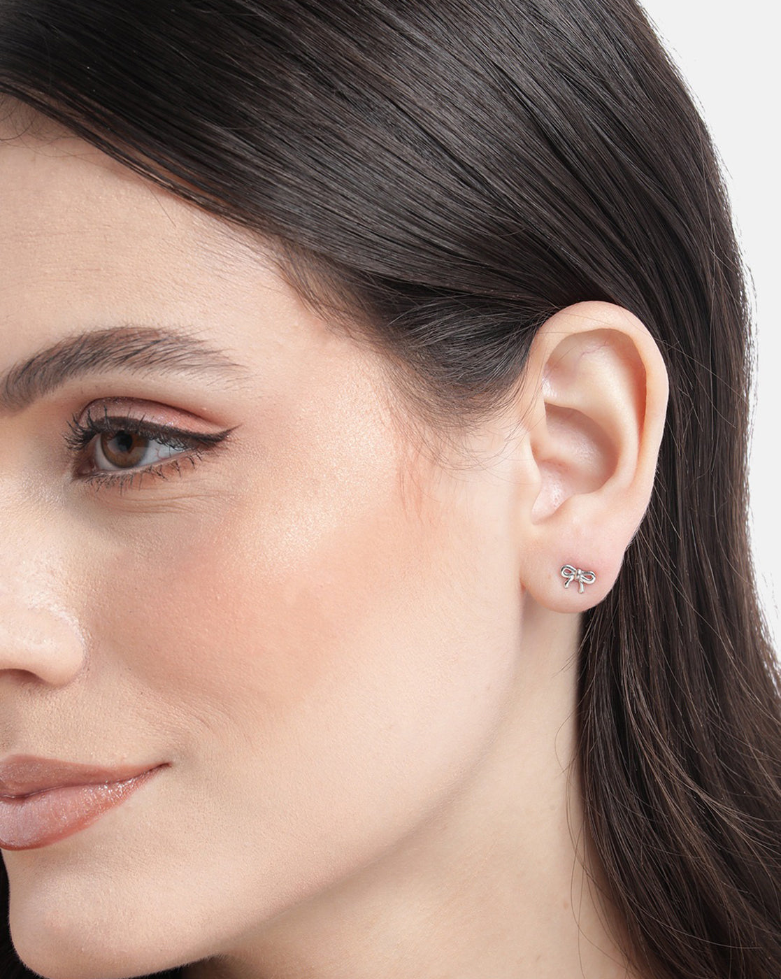 925 Sterling Silver Rhodium Plated BOW Mini Stud Earring