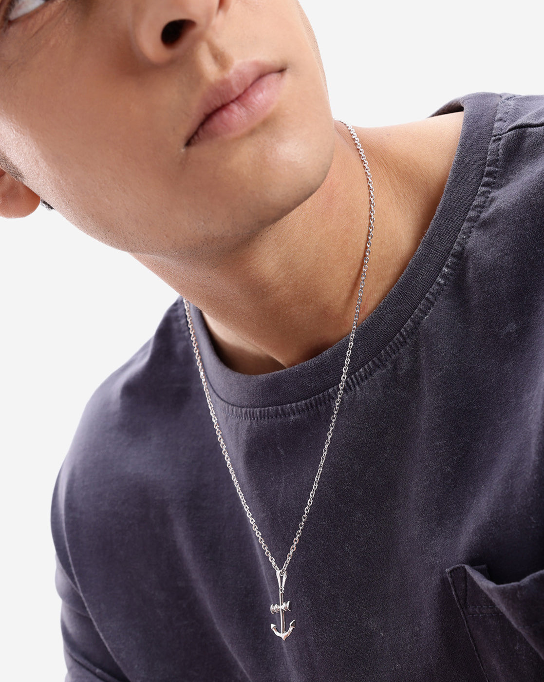 Rhodium Plated Classic Mariners Anchor Pendant for Men