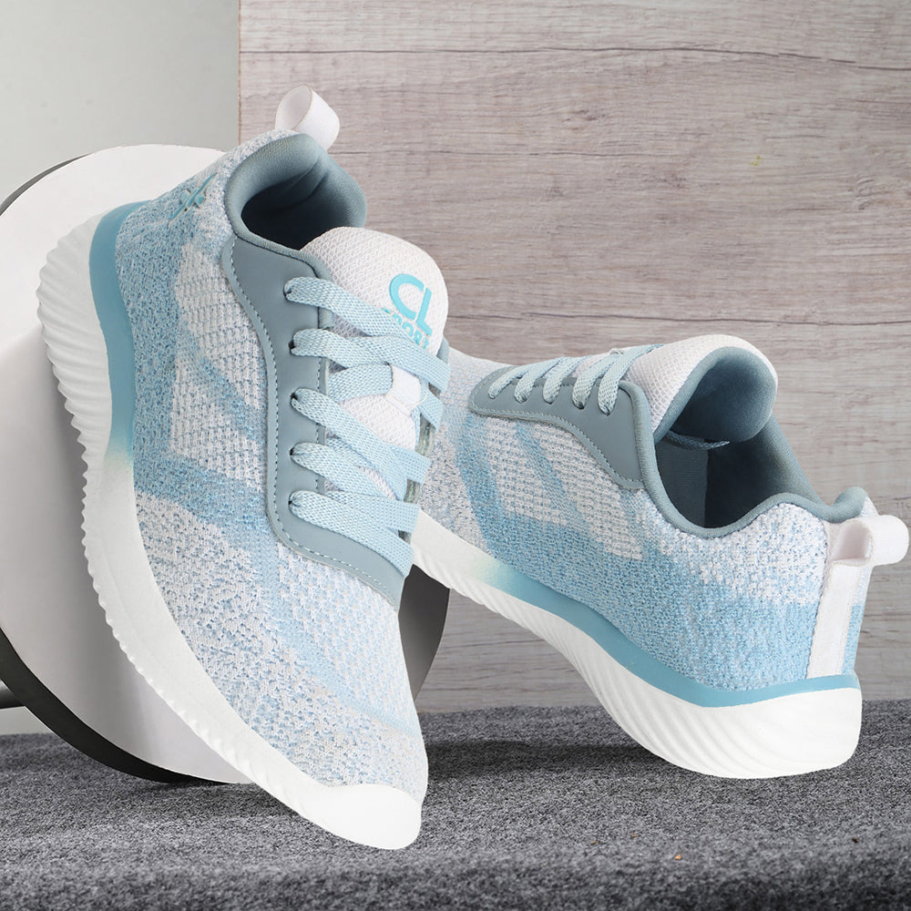 Women Mesh Flyknit Technology Lace-Up Sports Shoes